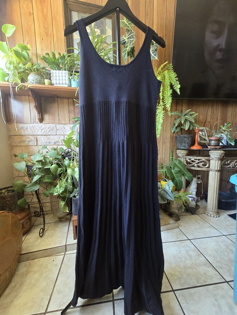 a new day Navy Pleated Midi Tank Dress